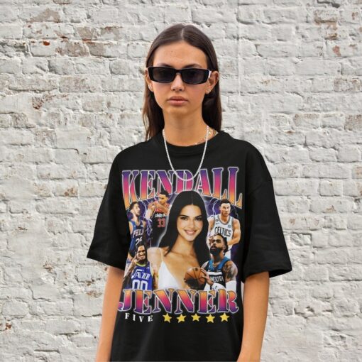 Retro Kendal Jenner 5 Star T Shirt, NBA Basketball Starting 5 Five Tee,Meme Lmao, Hollywood, Classic 90s Graphic