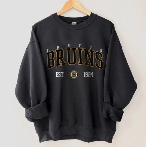 Vintage Boston Bruins Crewneck College Sweatshirts, Hockey Fan Gifts, Boston Bruins Sweatshirts