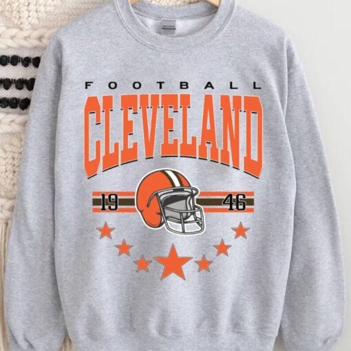 Cleveland Football Sweatshirt, Vintage Style Cleveland Football Crewneck, America Football Sweatshirt