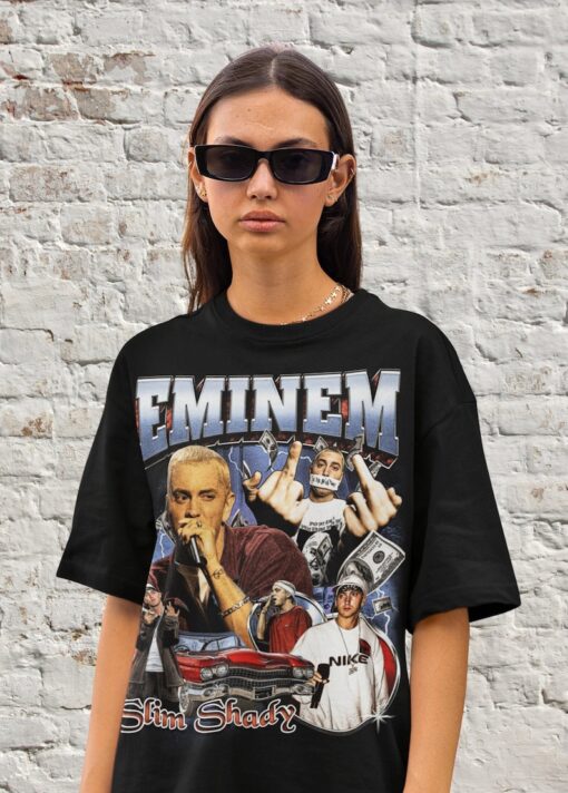 Eminem Slim Shady Retro T Shirt, Vintage Bootleg Detroit 8 Mile 90s Tee, Rap God Music Shirt Mother Day Gift for Her Him