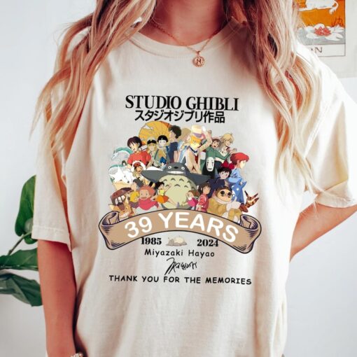 Spirited Away Studio Ghibli Shirt, Miyazaki Hayao, Studio Ghibli 39 Years 1985 – 2024 Thank You For The Memories Shirt