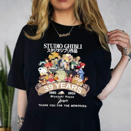 Spirited Away Studio Ghibli Shirt, Miyazaki Hayao, Studio Ghibli 39 Years 1985 – 2024 Thank You For The Memories Shirt