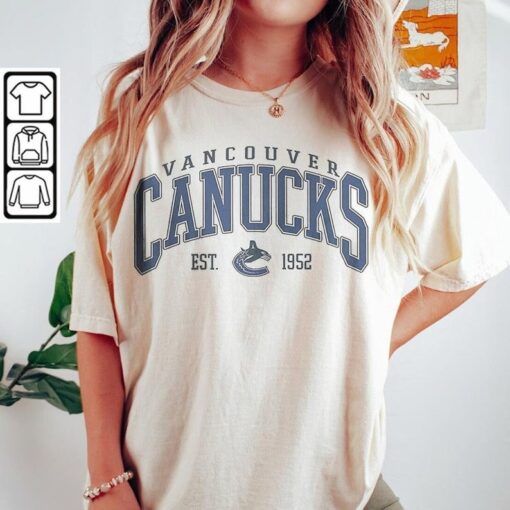 Vancouver Canucks Shirt, Merch Vintage 90s Sweatshirt Hockey Retro Unisex Crewneck Gift For Fan College