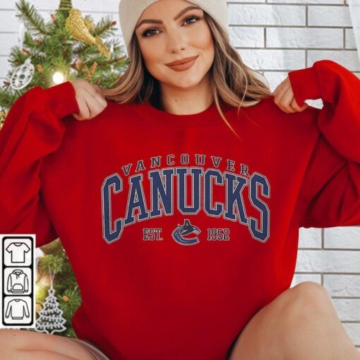 Vancouver Canucks Shirt, Merch Vintage 90s Sweatshirt Hockey Retro Unisex Crewneck Gift For Fan College