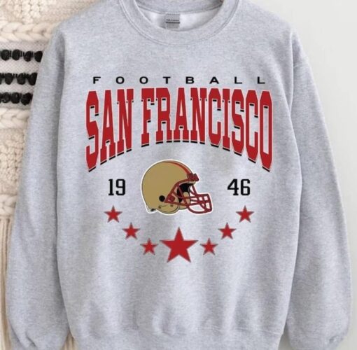 San Francisco Football Crewneck Sweatshirt, Vintage Style San Francisco Football Shirt, SF Football Hoodie