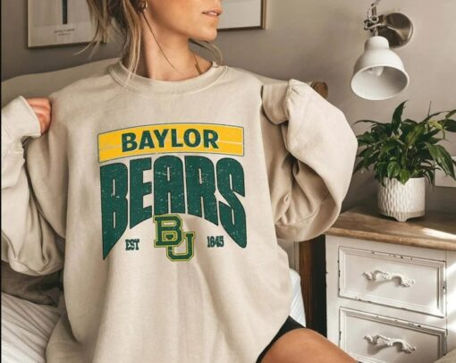 Vintage Bears EST 1845 Logo Sweatshirt, Baylor Bears Shirt, Baylor University Shirt, Vintage Basketball