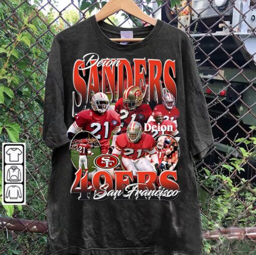 Vintage 90s Graphic Style Deion Sanders T-Shirt - Deion Sanders Sweatshirt - Retro American Football Tee For Man and