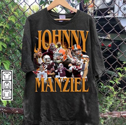 Vintage 90s Graphic Style Johnny Manziel T-Shirt - Johnny Manziel Football TShirt - American Football Tee For Man and