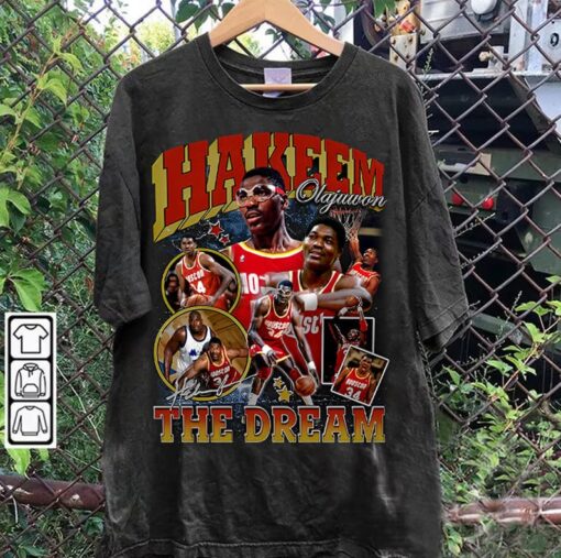 Vintage 90s Graphic Style Hakeem Olajuwon Shirt - Hakeem Olajuwon Basketball Tee - Retro Basketball Tee For Man and