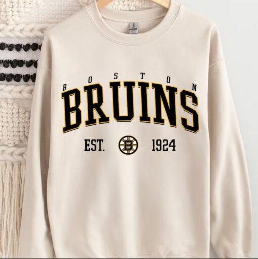 Vintage Boston Bruins Crewneck College Sweatshirts, Hockey Fan Gifts, Boston Bruins Sweatshirts