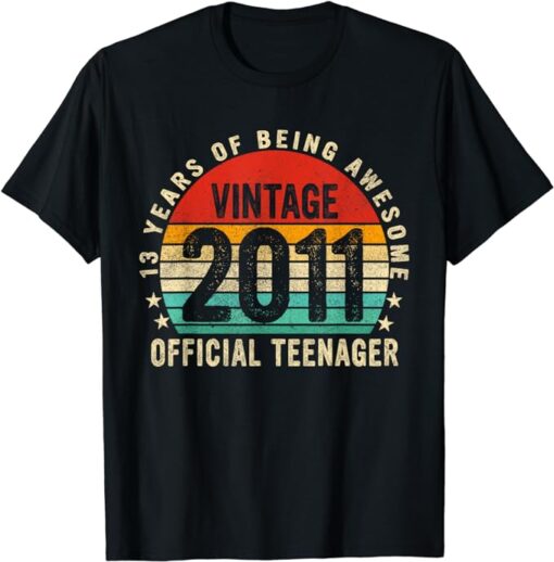 13 Yr Old Gifts Vintage 2011 Official Teenager 13th Birthday T-Shirt