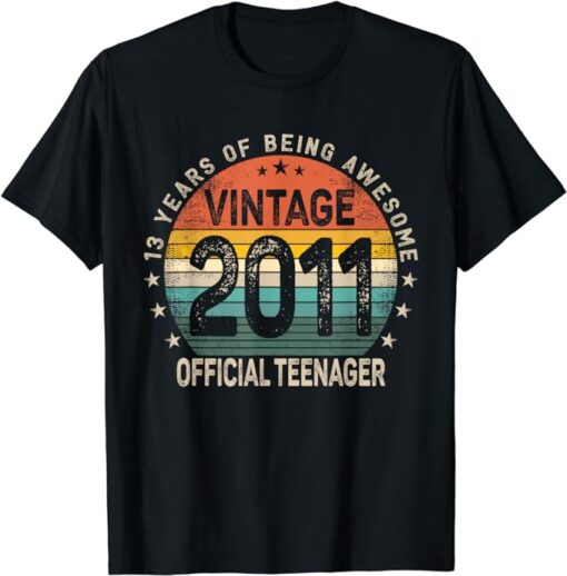 Vintage 2011 Official Teenager 13th Birthday 13 Year Old T-Shirt