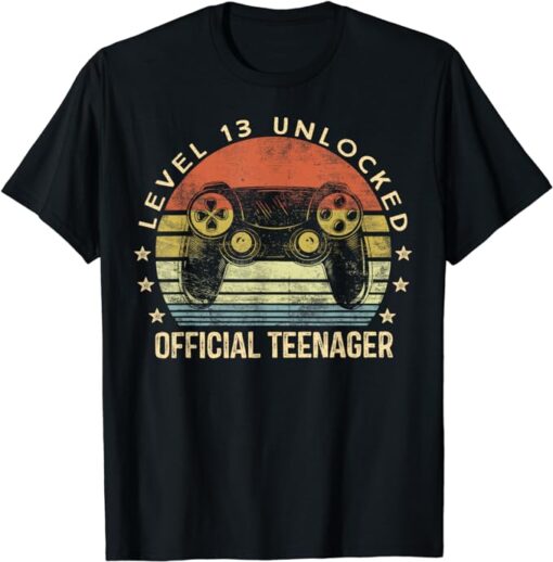 Level 13 Unlocked Official Teenager 13th Birthday Gamer T-Shirt