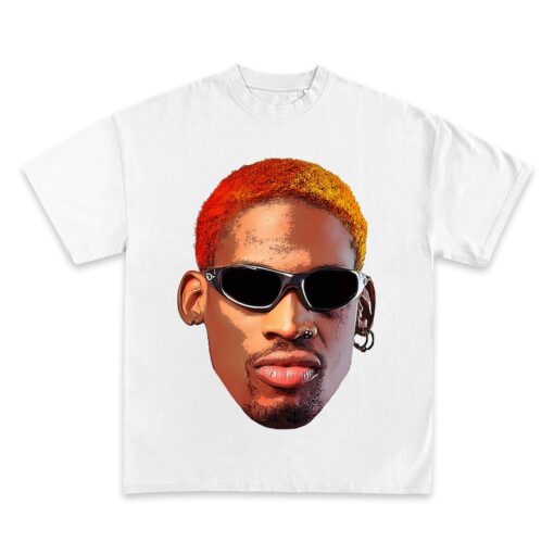 DENNIS RODMAN T-SHIRT | Rare White Homage Vintage Rap Tee Hip Hop Style | Chicago Bulls Scottie Pippen The Last Dance |