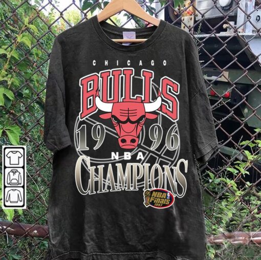 Vintage 90s Graphic Style Chicago Bulls T-Shirt - Bulls NBA Champions Vintage Tee - Retro Basketball Tee For Man and