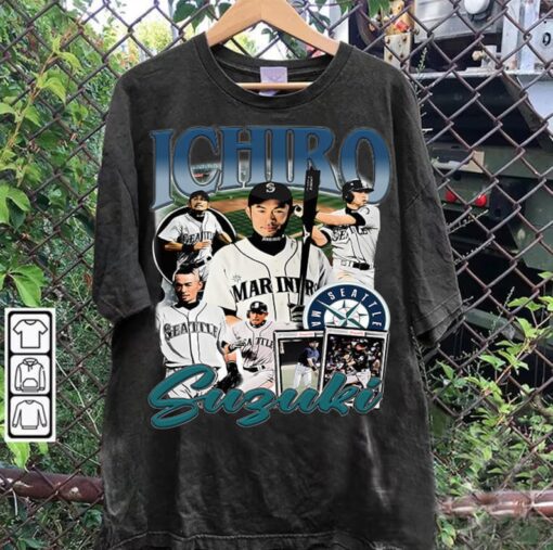 Vintage 90s Graphic Style Ichiro Suzuki TShirt - Ichiro Suzuki Vintage Hoodie - Retro American Baseball Tee For Man and