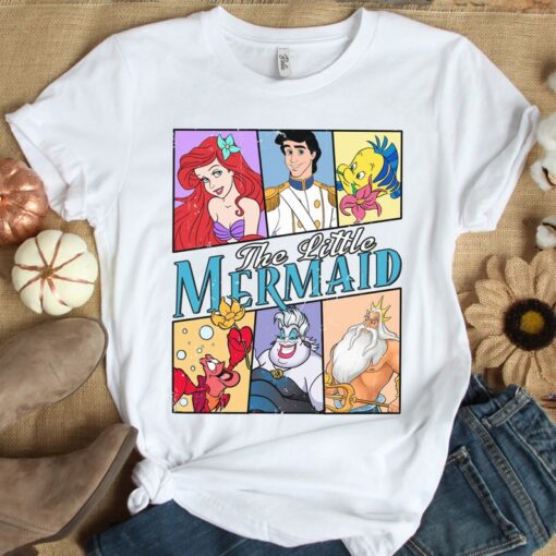 Retro The Little Mermaid Ariel Ursula Eric Prince Disney T-shirt