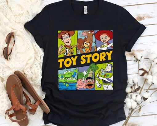 Retro Disney Pixar Toy Story Characters Buzz Woody Aliens T-shirt