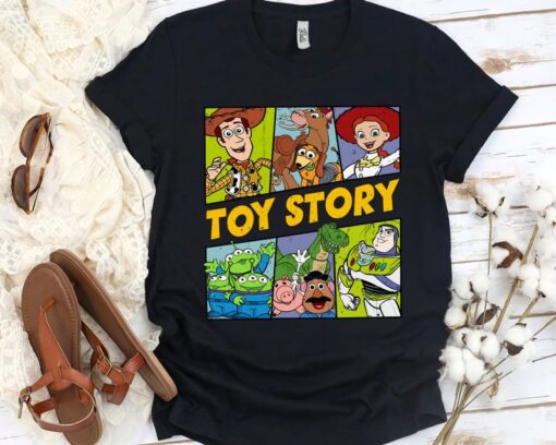 Retro Disney Pixar Toy Story Characters Buzz Woody Aliens T-shirt