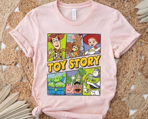 Retro Disney Pixar Toy Story Characters Buzz Woody Aliens T-shirt