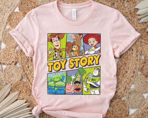 Retro Disney Pixar Toy Story Characters Buzz Woody Aliens T-shirt