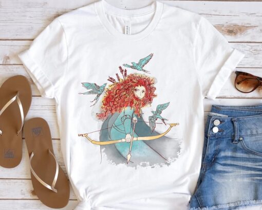 Disney Brave Merida Princess Watercolor Sketch Portrait Shirt