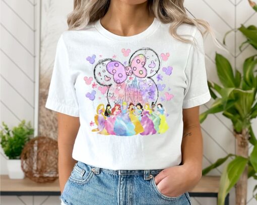 Princess Watercolor T-shirt, Disney Castle shirt