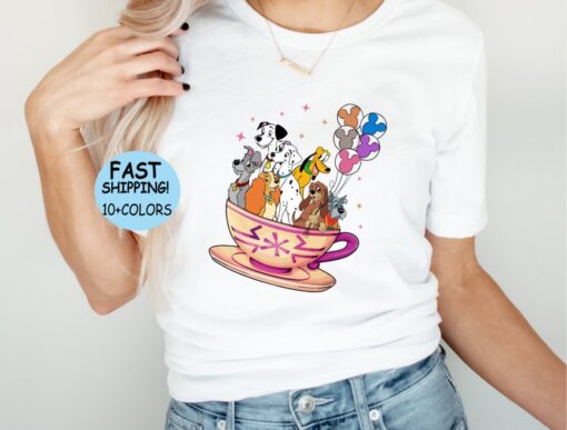 Disney Balloons Tea Cup Dog Shirt, Disney Dog and Friends Shirt