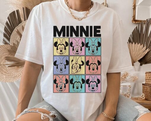 Disney Minnie Mouse Pastel Boxes T-Shirt Disneyland Family Matching Sh