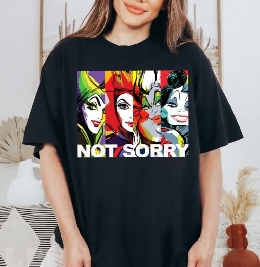 Disney Villains Baddies Ursula Cruella Evil Queen Not Sorry T-Shirt