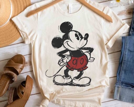 Cute Disney Mickey Mouse Pose Classic Sketch Shirt