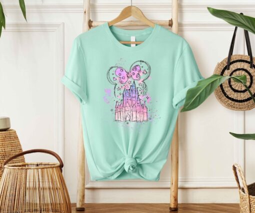 Disney Watercolor Castle T-Shirt, Mickey ears castle Shirt