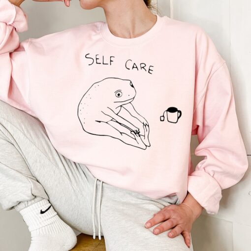 Funny Frog Self Care Sweatshirt Funny Frog Self Care Retro Hoodie