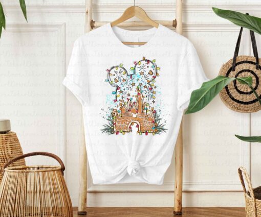 Disney Mickey Gingerbread Castle Shirt, Christmas lights Castle Shirt