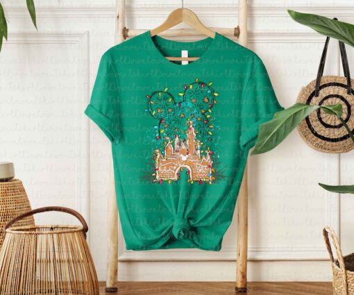 Disney Mickey Gingerbread Castle Shirt, Christmas lights Castle Shirt