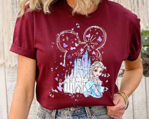 Disney Castle Frozen Elsa Princess Portrait Mickey Ears Shirt