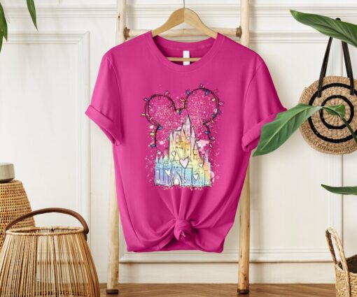 Disney Christmas Lights Castle Shirt, Christmas Shirts