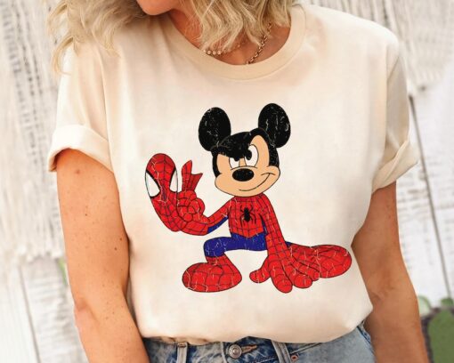 Funny Disney Mickey Mouse Custom Marvel Spider Man Retro Shirt