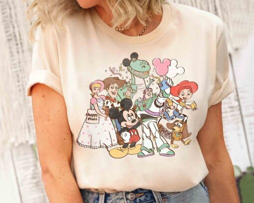 Cute Disney Mickey Mouse & Toy Story Characters Squad Take Photo Retro