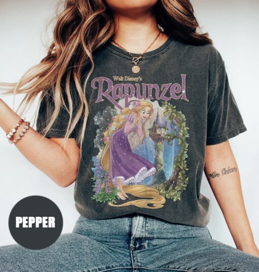 Retro Rapunzel Tangled Comfort Colors Shirt, Floral Rapunzel Shirt