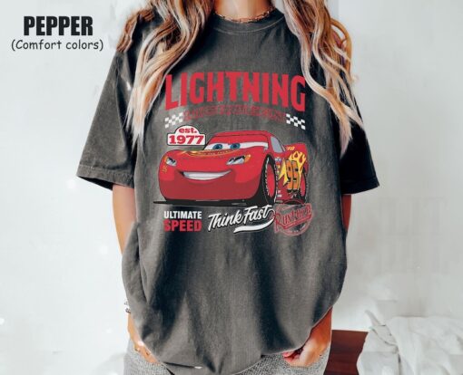 Retro Lightning McQueen Comfort Color Shirt, Pixar Cars Movie Shirt