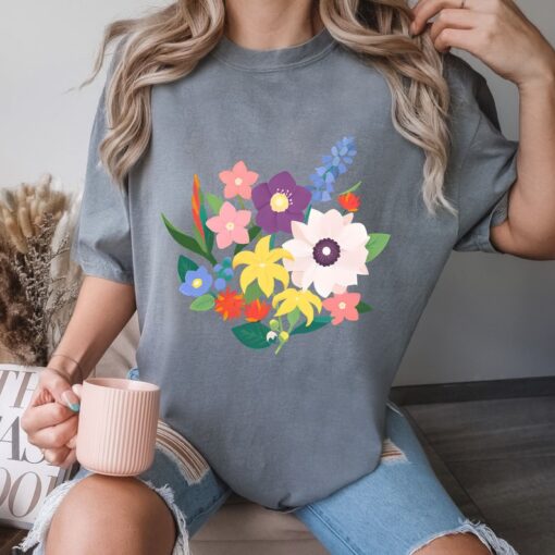 Comfort Colors® Flower Bouquet Shirt, Watercolor Wildflower Shirt