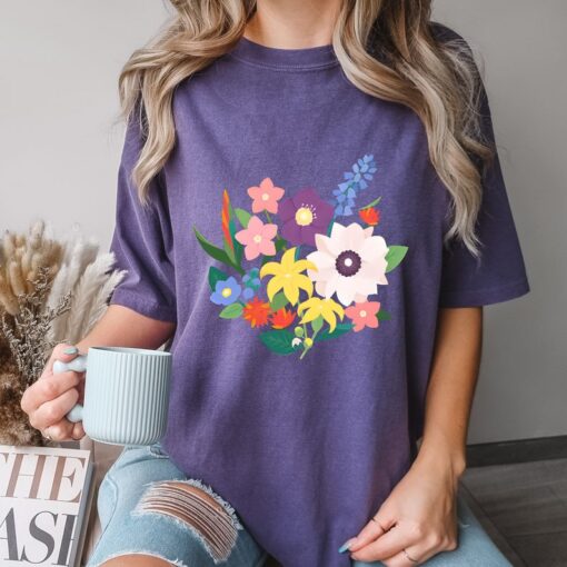 Comfort Colors® Flower Bouquet Shirt, Watercolor Wildflower Shirt