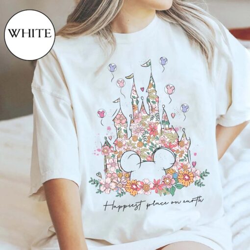 Happiest Place on Earth Shirt, Disney Castle Floral Shirt