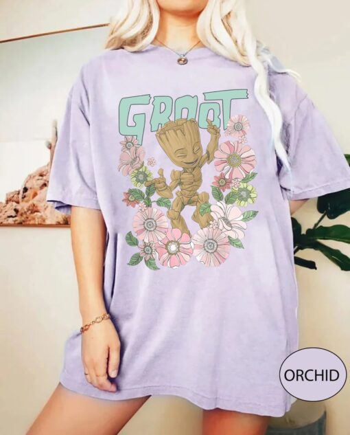 Comfort Color Retro Groot Floral Shirt, Guardians Of The Galaxy Shirt