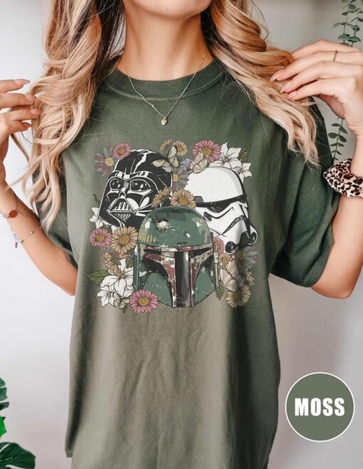 Retro Floral Star Wars Comfort Colors Shirt, Star War Floral Shirt