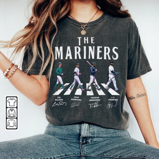 Mariners Walking Abbey Road Signatures Baseball Shirt, Rodríguez