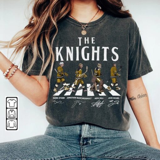 Knights Walking Abbey Road Signatures Ice Hockey Shirt, Mark Stone