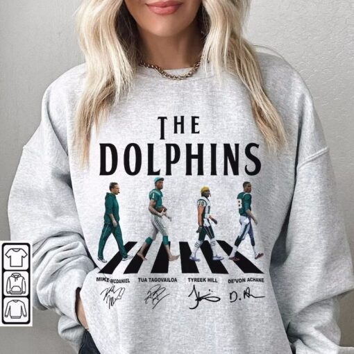 Dolphins Walking Abbey Road Signatures Football Shirt, Mike McDaniel