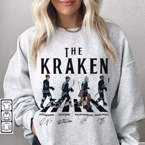 Kraken Walking Abbey Road Signatures Ice Hockey Shirt, Alex Wennberg